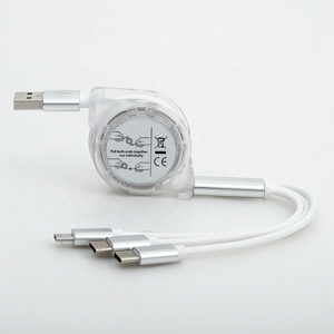 Ad alta velocità 3-in-1 tipo <span class=keywords><strong>C</strong></span> 1m Mini retrattile portatile in Nylon Android caricabatterie per <span class=keywords><strong>iPhone</strong></span> cavo dati di ricarica rapida Micro USB - Product Image 4