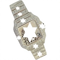 Montre de luxe automatique en moissanite VVS, cadran léopard, lunette sertie de diamants, cadran carré, bijou hip-hop