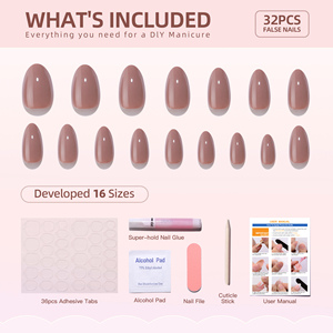 Prensa acrílica de almendra corta de lujo de etiqueta privada en las <span class=keywords><strong>uñas</strong></span>, <span class=keywords><strong>Uñas</strong></span> postizas reutilizables con pegamento, venta al por mayor, prensa de Gel suave en las <span class=keywords><strong>uñas</strong></span> - Product Image 5