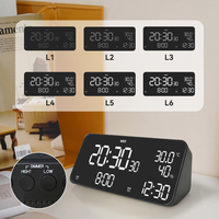 EMAF-Horloge électronique à luminosité automatique avec son oiseau, grand écran, horloge à piles LED, réveil numérique de chevet, température