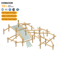 Équipement de jeu de jungle en bois personnalisé pour l'extérieur, équipement de parcours d'obstacles naturel pour enfants, adolescents et adultes
