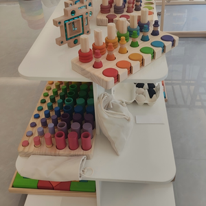 Grapat Waldorf inspiré jouets en bois <span class=keywords><strong>Grimms</strong></span> peint à la main arc-en-ciel <span class=keywords><strong>Puzzle</strong></span> bloc de construction ensemble Montessori jouets éducatifs pour les enfants - Product Image 4