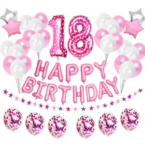 Conjunto de balões de alumínio para decoração de festas, aniversário e festa de 18 anos