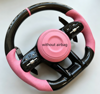 Volant AMG en cuir perforé rose carbone brillant pour Mercedes W205 W213 W223 W177 2018-2024 avec boutons de changement de vitesse