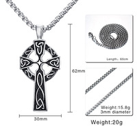 Collier croix en acier inoxydable pour homme, plaqué argent, or, noir, design punk, catholique, chrétien, avec fil de perles d'eau douce, pour anniversaire