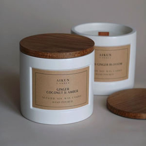 AIKUN Eco Friendly Mini Decorative Scented <b>Candle</b> Custom Ceramic Jar Natural Aroma <b>Candle</b> for Office <b>Bulk</b> Supply - Product Image 1