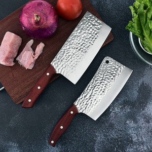 Cuchillo de cocina forjado a mano, cuchillo de carnicero de acero inoxidable, cuchillo afilado para rebanar, popular en puestos callejeros y ferias comerciales. - Product Image 1