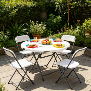 Wholesale HDPE Blow Molded White Foldable <strong>Stackable</strong> Plastic <strong>Chair</strong> Portable <strong>Garden</strong> for Wedding Outdoor Party Workshop Warehouse - Product Image 5
