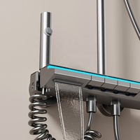 Mélangeur de bain Piano Ensemble de douche Lumière LED Affichage numérique 4 fonctions Système de pluie Raccords de salle de bain Pomme de douche avec jet