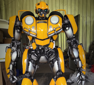 Estatua de Robot de Dibujos Animados Amarillo Grande, Figura de Resina Pintada a Mano para Decoración de Centros Comerciales y Parques Temáticos con Luz LED, Tamaño Personalizado, Tamaño Real - Product Image 1