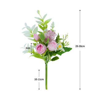 Bouquet de roses artificielles Dongchen Crafts, fleurs en soie 10cm-30cm, blanc, jaune, vert, décoration de mariage - Product Image 5