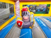 Château Gonflable Thème Chevalier Princesse avec Toboggan et Structure de Rebond Dragon Diabolique pour Enfants