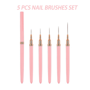 Ensemble de 5 pinceaux pour nail art, pointe électro-plaquée, manche en nylon plastique, outil de dessin ultra-fin, de sculpture et de peinture couleur - Product Image 3