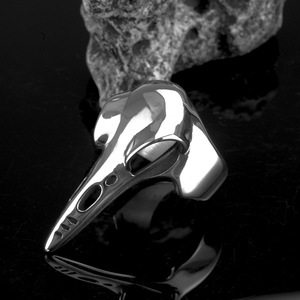Men's Stainless Steel Raven <b>Skull</b> <b>Ring</b> Viking Style Animal Shape Hip Hop Jewelry Everyday Wear - Product Image 2