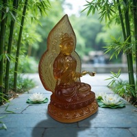 Statue de Bodhisattva Samantabhadra sacrée sculptée à la main par ArtFamily, en verre de cristal (procédé de la cire perdue), art d'autel bouddhiste, sanctuaires, Jiangsu