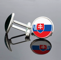 Boutons de manchette ronds en alliage de zinc durable du Luxembourg, motif drapeau national, accessoire vestimentaire formel