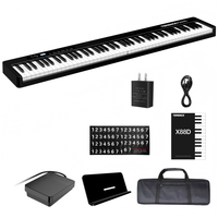 Keyboard Musik Elektronik Berkualitas Tinggi X88d 88-Tombol Sensitif Kecepatan dengan Bluetooth dan Aplikasi untuk Dekorasi Rumah, Dewasa