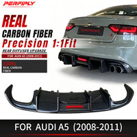 Kit carrosserie Perfiply en fibre de carbone véritable, style KB, diffuseur de pare-chocs arrière avec éclairage LED pour Audi A5 S5 B8.5 Sport 2008-2011
