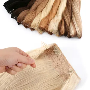 OEM Branding Human Hair Extension Cuticle Intact Remy One Piece Clip ins, High Quality Hair Weave With Fish Wire