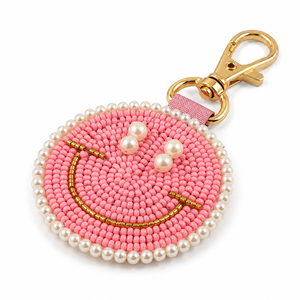 Sstringz <b>Custom</b> Handmade Smiley Face Beaded Keychain Trendy Colorful Bag Charm <b>Key</b> <b>Ring</b> Accessory for Everyday Use - Product Image 4