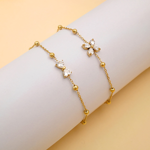 Fine Stainless Steel Wholesale Jewelry 18K Gold Plated Heart <strong>Infinity</strong> Bowknot Zircon Charms Link <strong>Bracelet</strong> and <strong>Bracelet</strong> for Women - Product Image 6