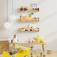 Ensemble de 3 étagères flottantes en bois de 24 pouces pour la chambre d'enfant, ours, renard, raton laveur, étagères de rangement et d'exposition pour la chambre d'enfant