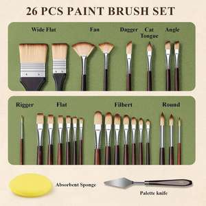 26 Pcs <b>Paint</b> Brush Set with <b>Canvas</b> Roll and Palette Knife for Oil Painting Paintbrush Set - Product Image 2