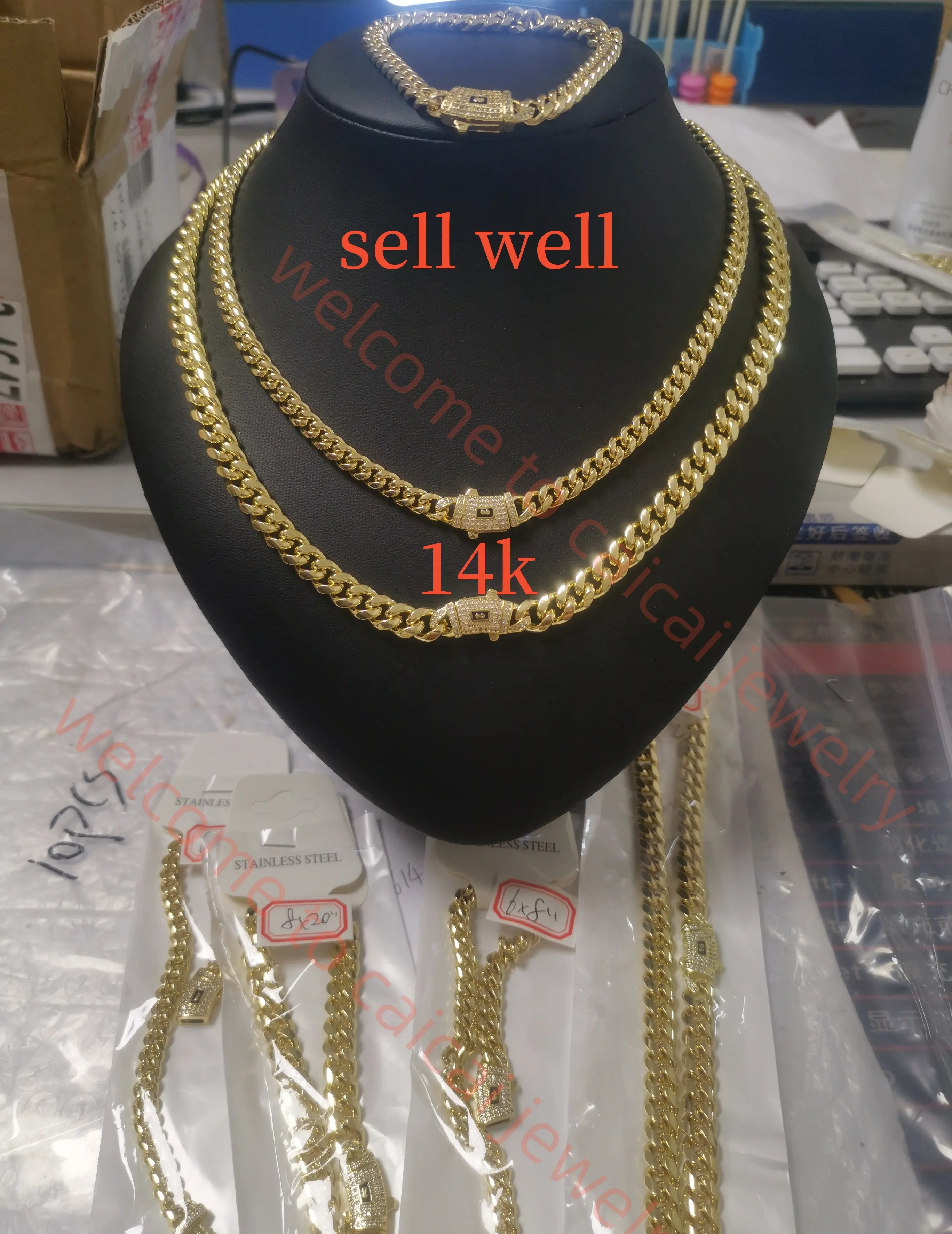 Hot bracelet Necklace Choker 14k Gold jewelry Cuban Link Chain Gold Cuban Miami Chain 6mm 8mm 10mm 12mm 14mm Miami Cuban Chain