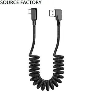 1.8M Elbow 90 Degree 3A Fast Charging Cable For Car Type C Cord Factory Custom Cable Mobile Phone Data Cable Quick Charging Usb-