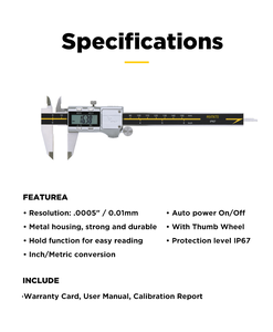 Calibro Digitale Asimeto ad Alta Precisione IP67 Antipolvere 0-8" 0-200mm, Strumento di Misurazione Elettronico per Lavorazioni Meccaniche e Falegnameria - Product Image 4