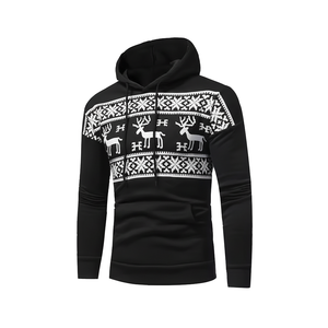 <b>Christmas</b> Apparel Men's Vintage Lined 100% Cotton Hooded Sweatshirt Long Sleeve Soft Custom Logo Solid Knitted Pullover Hoodie - Product Image 1