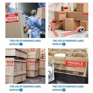 สติกเกอร์ "แตกหักง่าย" ขนาด 2x3 นิ้ว พร้อมข้อความ "ระวังแตกหัก" สำหรับบรรจุภัณฑ์/การขนส่ง - ฉลาก "ขอบคุณ" สำหรับการจัดส่งสินค้าที่เปราะบาง - Product Image 3