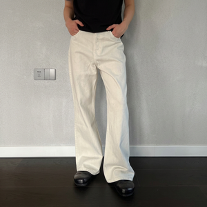 Pantalones de mezclilla elásticos y transpirables de estilo urbano para hombre, corte recto, vintage, apilados, de punto, para otoño/primavera/invierno/verano, venta al por mayor - Product Image 3