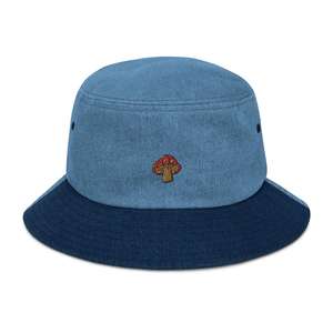 À la mode brodé dessiné à la main champignon Denim seau chapeau été confortable respirant seau chapeau personnalisé chapeaux Promotion chapeaux - Product Image 1