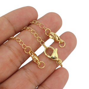 18K Gold Plated Brass <strong>Jewelry</strong> Making Findings Set 5cm Extension Chains with <strong>Lobster</strong> Clasps Necklace &amp; Bracelet Tail Extender - Product Image 5