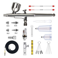 Kit aérographe HD-131 avec buses de 0,2 et 0,5 mm, alimentation par gravité, double action, vitesse réglable, kit portable pour travaux artistiques