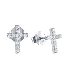 Boucles d'oreilles géométriques en argent sterling S925, croix étoile à huit branches, tendance, simples, légères et luxueuses, best-seller transfrontalier - Product Image 5