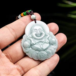 Jadéite naturelle du Myanmar, pendentif Bouddha en jade, UNISEXE, style chinois, design original, cadeau avec certificat d'évaluation FG20 - Product Image 3