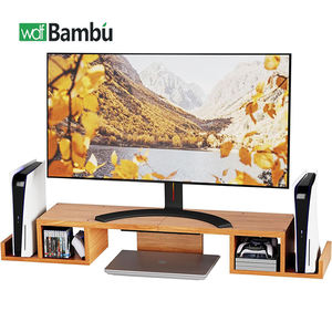 WDF yeni ahşap çift monitör masası raflı Stand dizüstü bilgisayar için çok yönlü ve şık çalışma alanı çözümü - Product Image 1