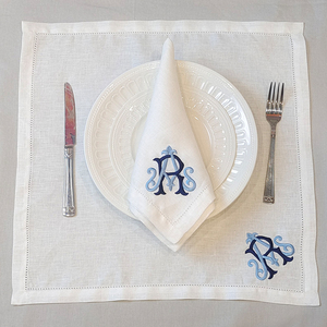 Nhà máy OEM bán buôn biểu tượng tùy chỉnh hemstitch bảng đồng bằng khăn ăn trắng thiên nhiên pháp lanh đám cưới lanh thêu khăn ăn - Product Image 5