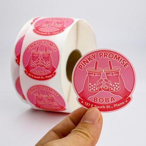 Étiquettes autocollantes rondes Pinky Promise Boba, imperméables, résistantes à la chaleur, écologiques, en PVC, en rouleau, pour gobelets de boissons - Product Image 3