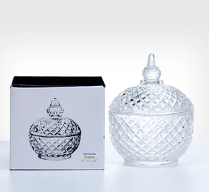 Boîte à bonbons en verre gravée avec couvercle en forme de pointe, pot à sucre, boîte de rangement pour clés et bijoux TG014 - Product Image 3