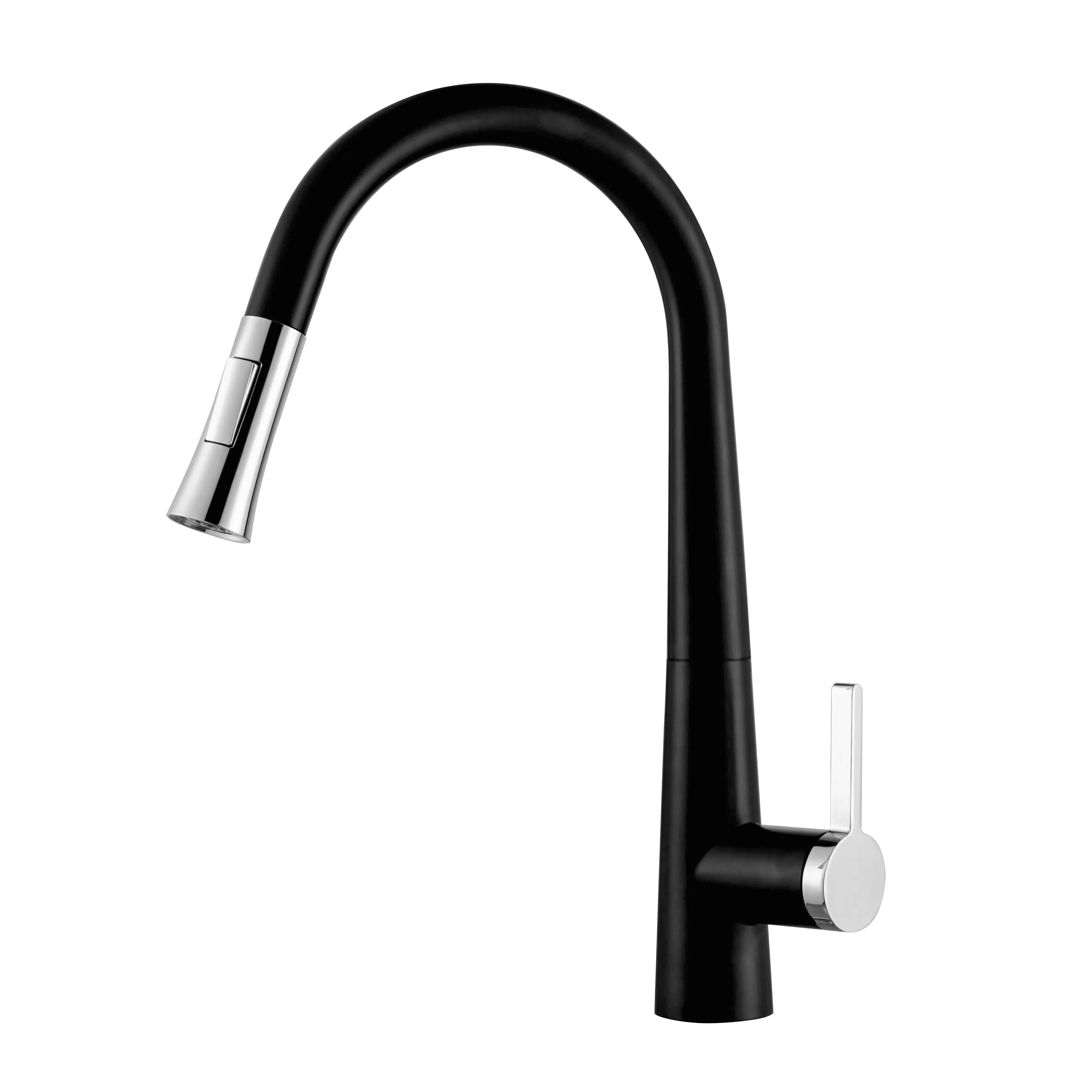 New Design Black Chrome 304 Stainless Steel Pull Down Kitchen Faucet with 2 function Spout Sprayer