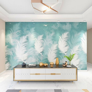 Tv fond mur papier peint maison Simple moderne papier peint salon plume personnalisé Mural Film et télévision revêtement mural 3d - Product Image 4