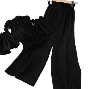 Vendita calda in tinta unita <span class=keywords><strong>abbigliamento</strong></span> da donna con spalline larghe Set due pezzi Set <span class=keywords><strong>abbigliamento</strong></span> donna <span class=keywords><strong>Casual</strong></span> 2 pezzi Set donna - Product Image 3