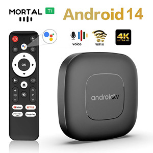 Buatan pabrik Mortal T1 cerdas Android14 kotak <span class=keywords><strong>TV</strong></span> versi Global Streaming pemutar Media wiwifi6 4K BT5 asisten suara - Product Image 2