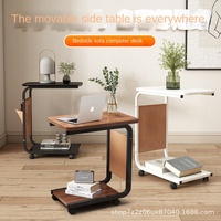 Table d'appoint de canapé de salon moderne pour maison avec support de rangement simple Table de chevet en forme de C Mini design créatif mobile en bois