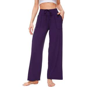 Pantalon de pyjama pour femme en viscose de bambou doux, taille haute, confortable, avec poches, idéal pour le yoga et la détente (vente en gros) - Product Image 3