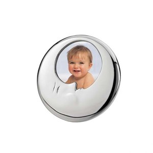 Cadre photo 'Lune' classique de luxe fait main, 45 mm, design en métal et cristal, logo en pierre élégant, boîte cadeau - Product Image 1