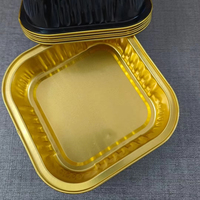 Barquette en aluminium refermable et réutilisable avec couvercle en plastique et scellé, boîte à cupcakes carrée de 330 ml